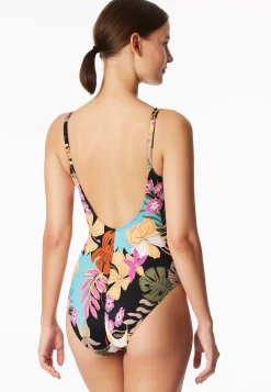 Badeanzug Blumen multicolor - Aqua