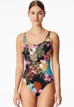 Badeanzug Blumen multicolor - Aqua