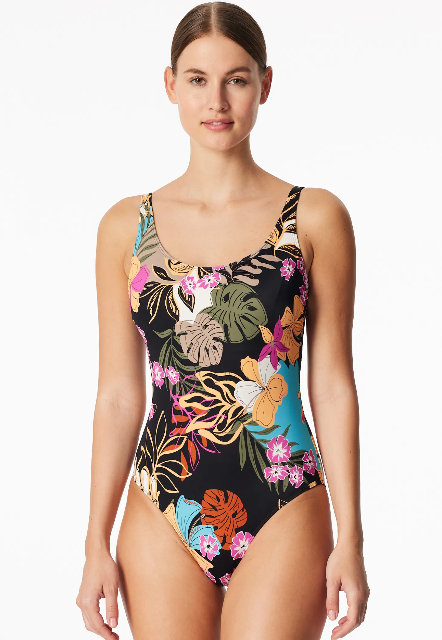 Badeanzug Blumen multicolor - Aqua