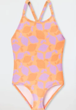 Badeanzug Wirkware UV-Schutz 40+ Streifen Zitronen pfirsichorange - Aqua
