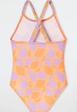 Badeanzug Wirkware UV-Schutz 40+ Streifen Zitronen pfirsichorange - Aqua