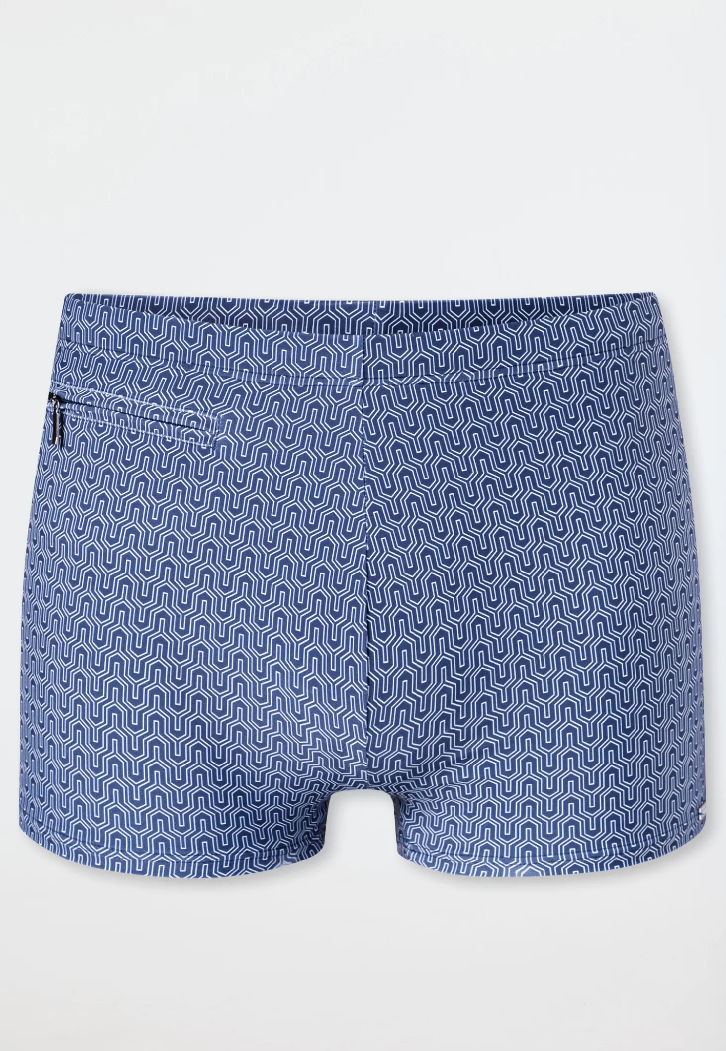 Badehose mit Reißverschlusstasche navy gemustert - Aqua