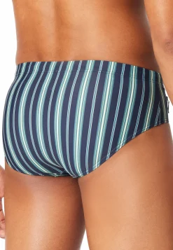Badehose mit Reißverschlusstasche Streifen lime - Aqua