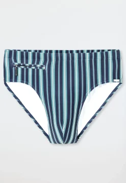 Badehose mit Reißverschlusstasche Streifen lime - Aqua
