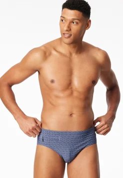Badehose mit Reißverschlusstasche navy gemustert - Aqua