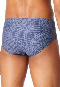 Badehose mit Reißverschlusstasche navy gemustert - Aqua