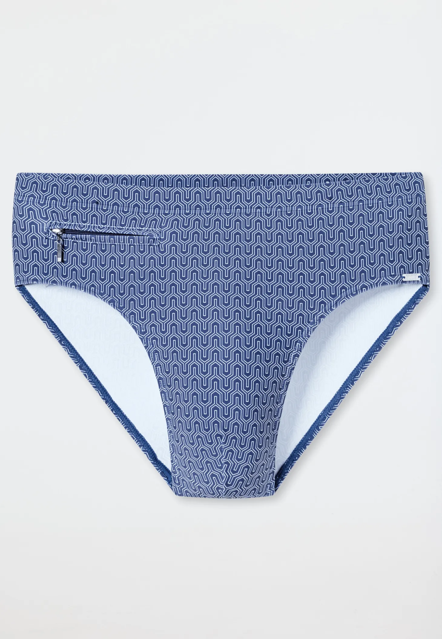 Badehose mit Reißverschlusstasche navy gemustert - Aqua