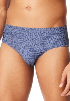 Badehose mit Reißverschlusstasche navy gemustert - Aqua