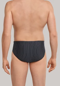 Badehose mit Reißverschlusstasche Wirkware Streifen schwarz - Nautical Casual