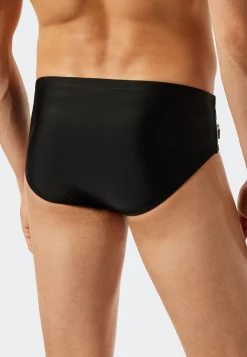 Badehose mit Reißverschluss-Tasche Wirkware feiner Streifen schwarz - Nautical Casual