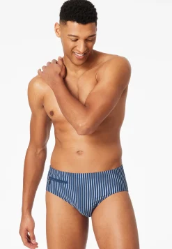 Badehose Reißverschlusstasche blau gestreift - Aqua