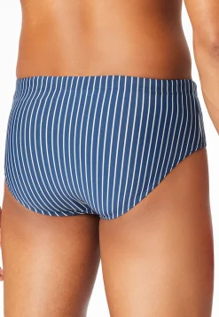 Badehose Reißverschlusstasche blau gestreift - Aqua