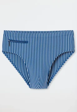 Badehose Reißverschlusstasche blau gestreift - Aqua