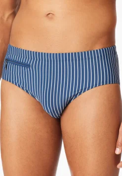 Badehose Reißverschlusstasche blau gestreift - Aqua