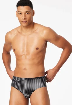 Badehose Reißverschlusstasche schwarz gestreift - Aqua
