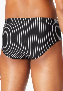 Badehose Reißverschlusstasche schwarz gestreift - Aqua