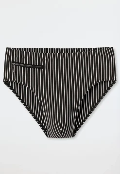 Badehose Reißverschlusstasche schwarz gestreift - Aqua
