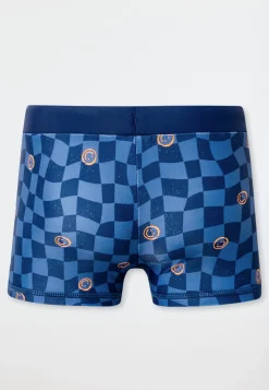 Badehose UV-Schutz 40+ Karos Smiley indigo - Aqua