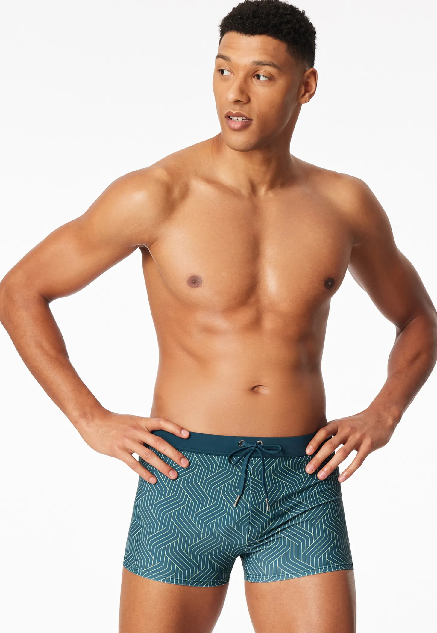 Badehose Wirkware lime gemustert - Aqua