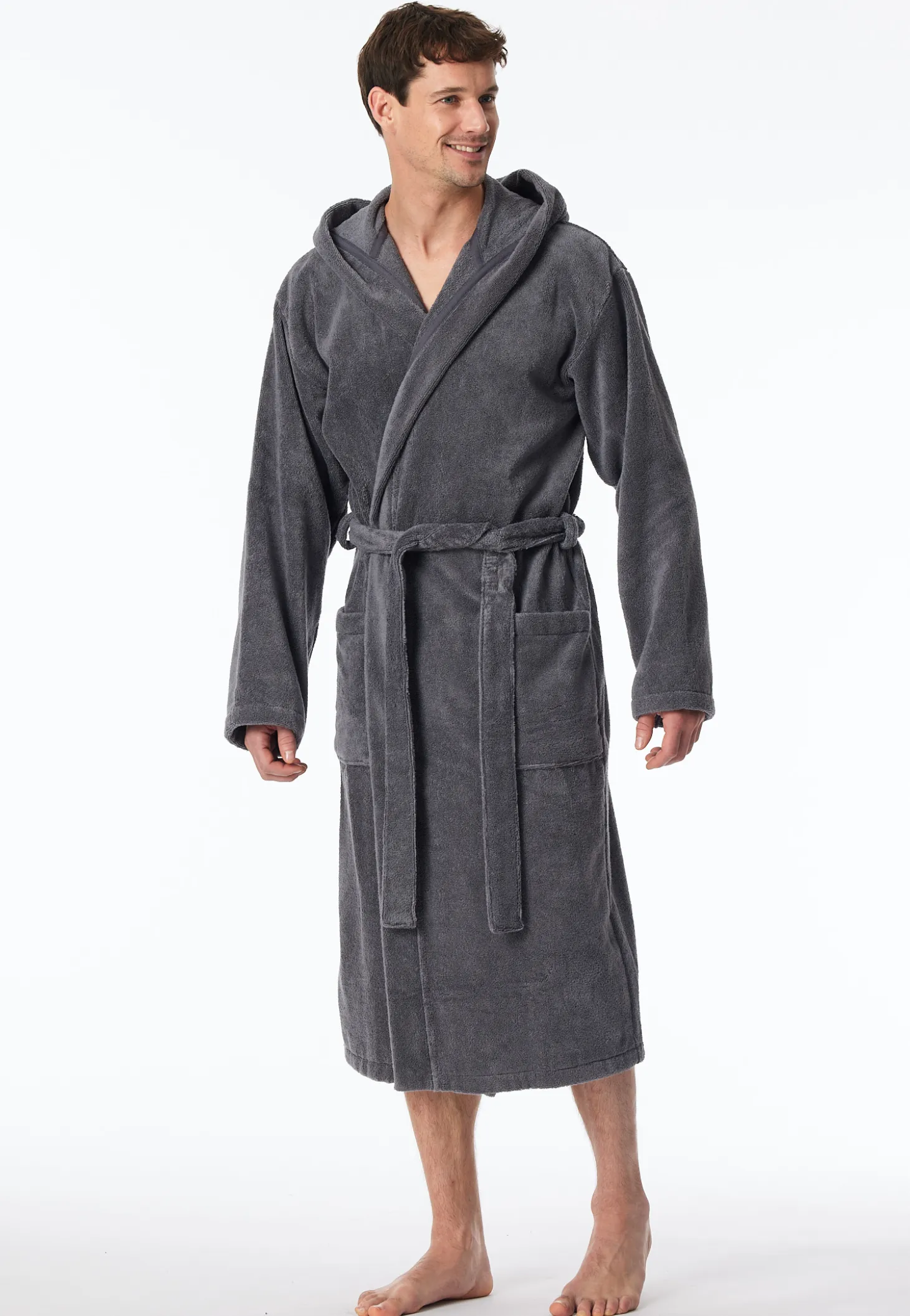 Bademantel Frottee grau - Essentials