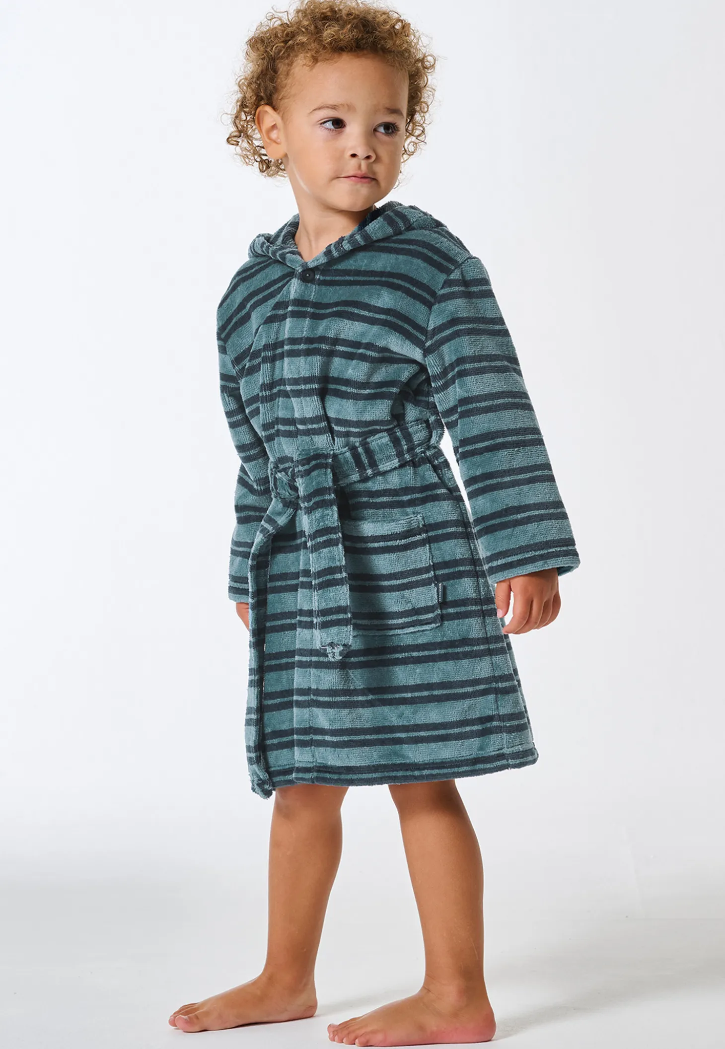 Bademantel Velour Streifen mineral - Kids Nightwear
