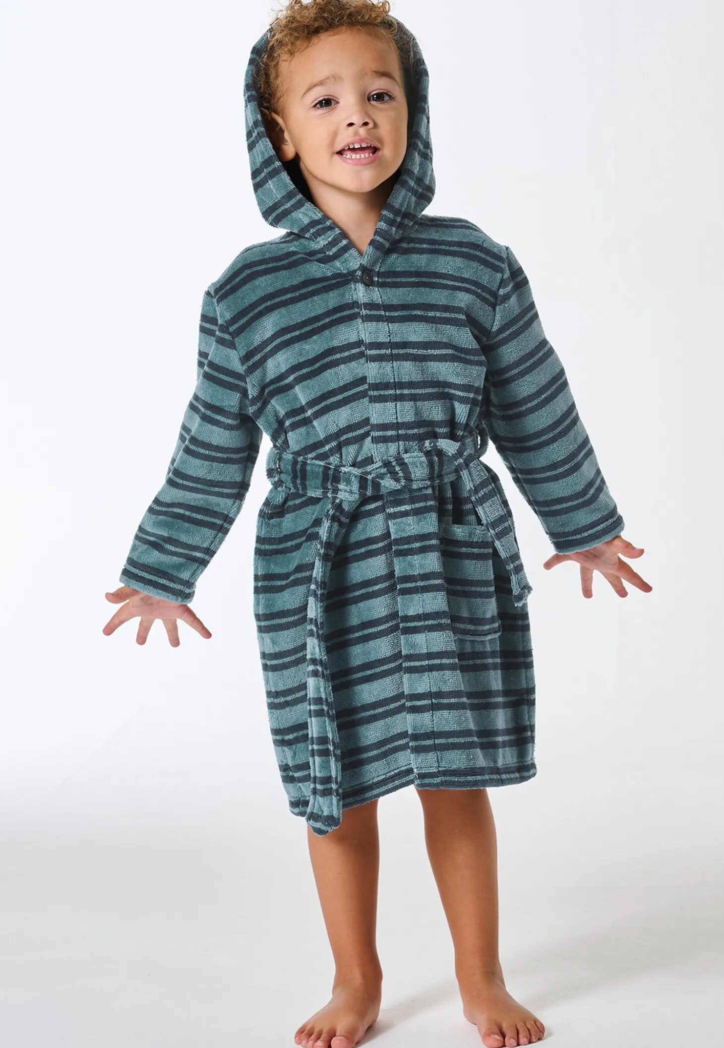 Bademantel Velour Streifen mineral - Kids Nightwear