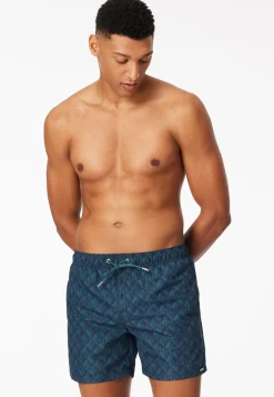 Badeshorts Webware Hummer grün gemustert - Aqua
