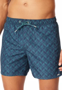 Badeshorts Webware Hummer grün gemustert - Aqua