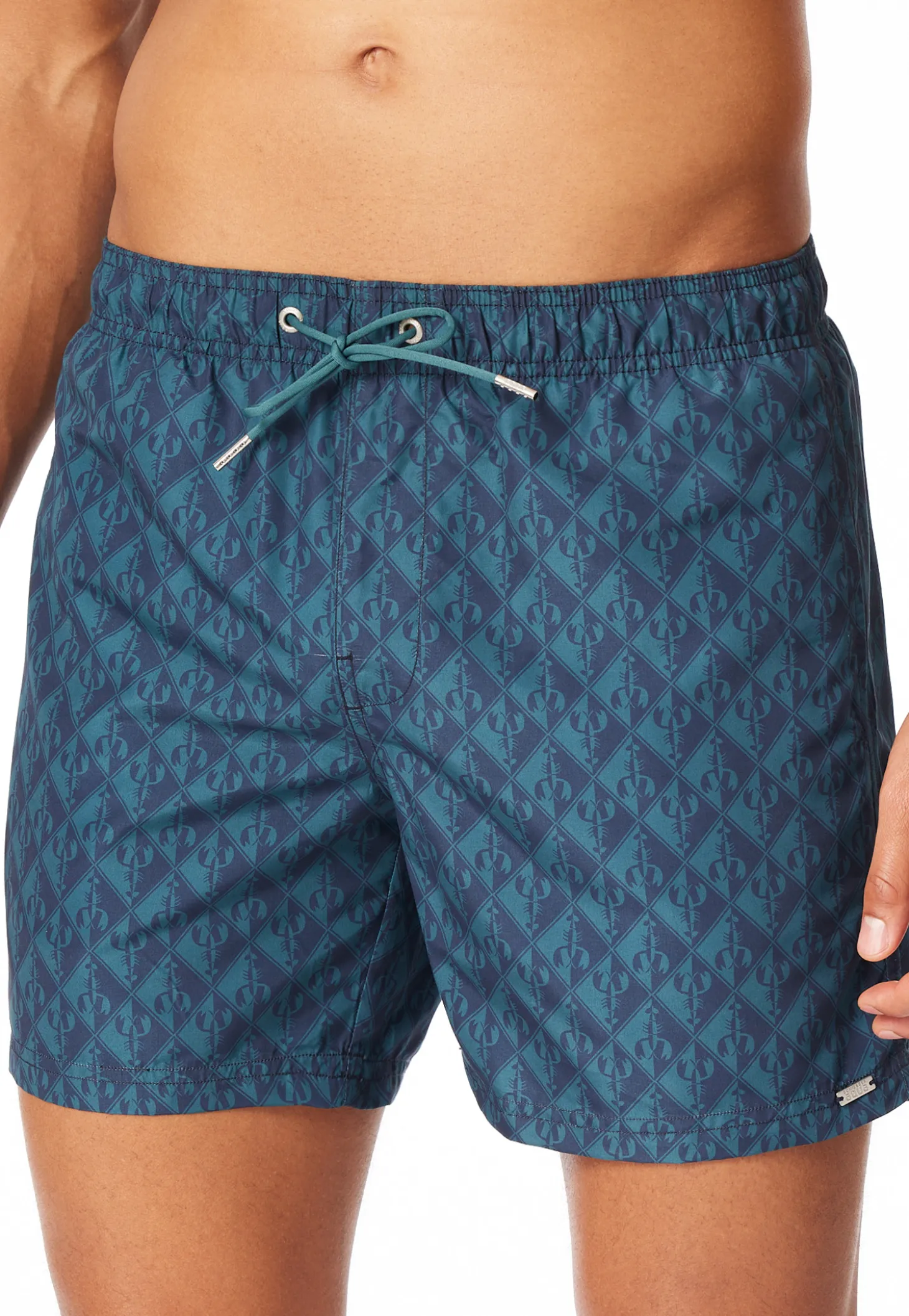 Badeshorts Webware Hummer grün gemustert - Aqua