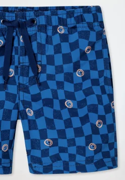 Badeshorts Webware Karos Smiley indigo - Aqua