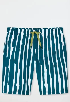 Badeshorts Webware Streifen petrol - Aqua