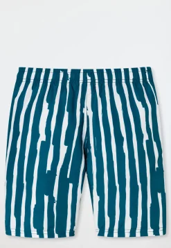 Badeshorts Webware Streifen petrol - Aqua