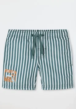 Badeshorts Webware Streifen mineral - Aqua