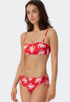 Bandeau Bikini-Top gefüttert Softcups variable Träger Korallen rot - Mix & Match Coral Life