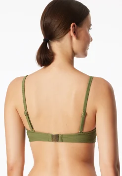 Bandeau-Bikini-Top mit Schale oliv - Aqua