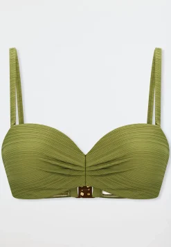 Bandeau-Bikini-Top mit Schale oliv - Aqua