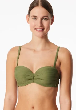Bandeau-Bikini-Top mit Schale oliv - Aqua