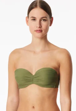 Bandeau-Bikini-Top mit Schale oliv - Aqua
