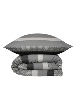 Bettwäsche 2-teilig Satin Streifen grau - SCHIESSER Home