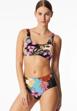 Bikinihose Blumen multicolor - Aqua