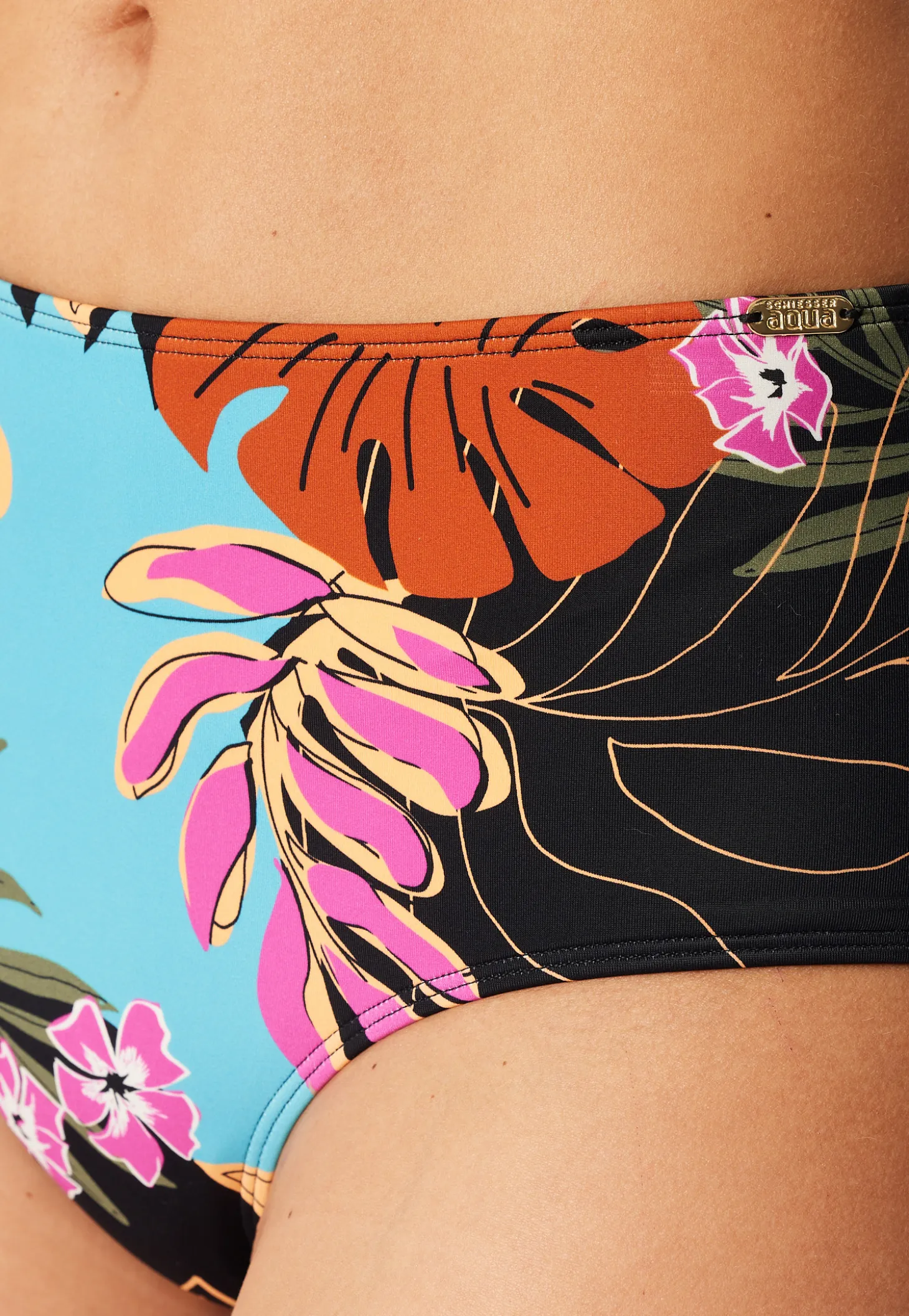 Bikinihose Blumen multicolor - Aqua