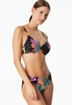 Bikini-Top mit Schale Blumen multicolor - Aqua