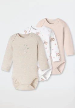 Bodys langarm 3er-Pack Interlock mehrfarbig - Baby