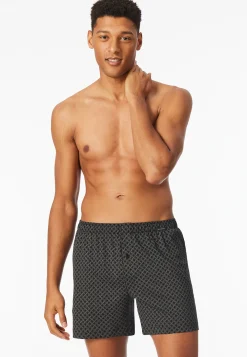 Boxershorts 2er-Pack Jersey uni / schwarz gemustert - Boxershorts Multipacks