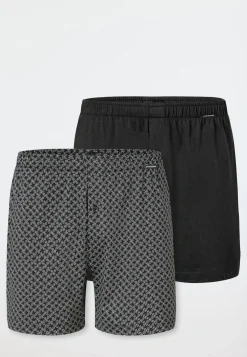 Boxershorts 2er-Pack Jersey uni / schwarz gemustert - Boxershorts Multipacks