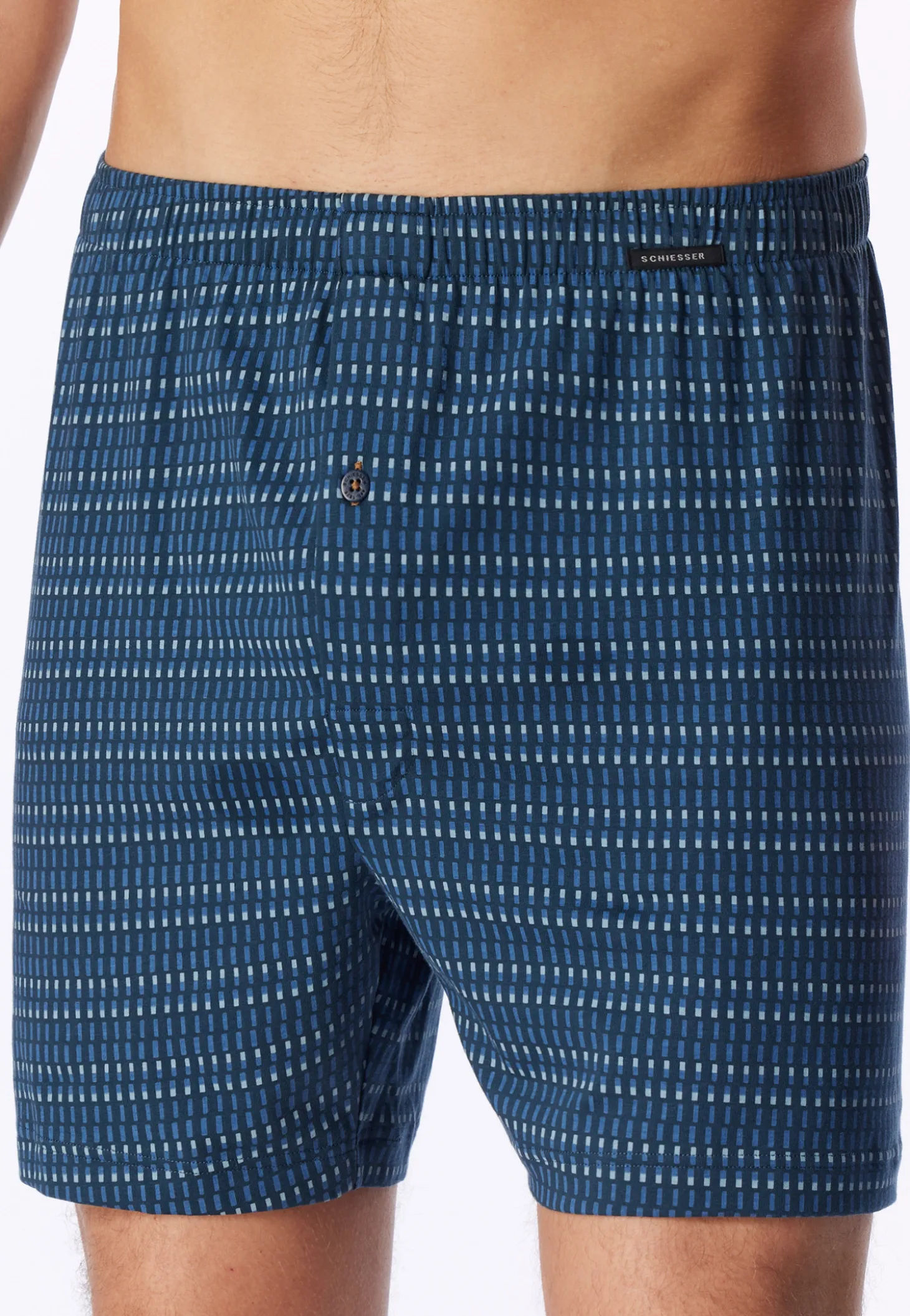 Boxershorts 2er-Pack Jersey uni/ gemustert blau - Boxershorts Multipacks