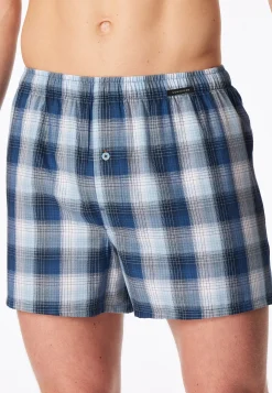 Boxershorts 2er-Pack Webware blau gemustert - Boxershorts Multipack