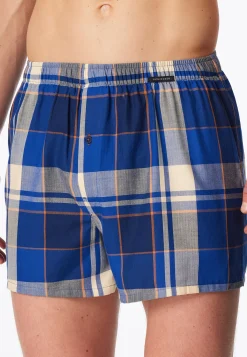 Boxershorts 2er-Pack Webware blau gemustert - Boxershorts Multipack