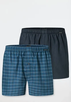 Boxershorts 2er-Pack Webware Karo blau - Boxershorts Multipack