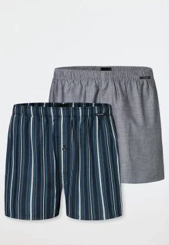 Boxershorts 2er-Pack Webware Streifen mehrfarbig - Boxershorts Multipack